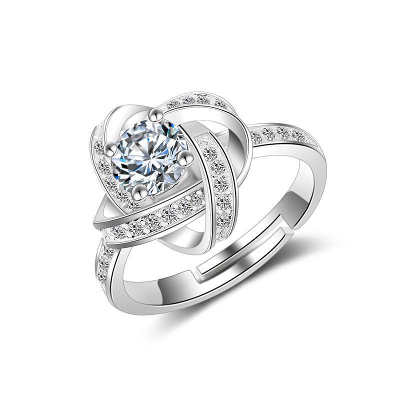 Moissanite Diamond 925 Sterling Sliver Ring + Ear + Locket Set