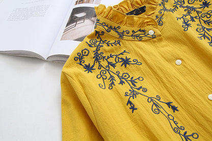 Long-Sleeved Cotton & Linen Shirt