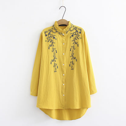 Long-Sleeved Cotton & Linen Shirt