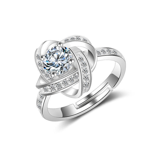 Moissanite Diamond 925 Sterling Sliver Ring + Ear + Locket Set