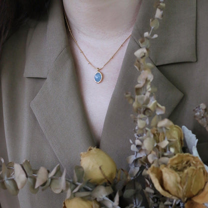 Gentle Aquamarine Necklace Retro Style Pendant