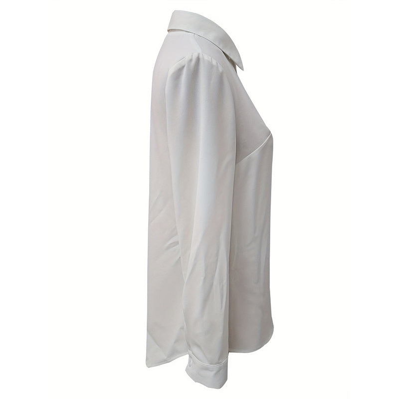 Casual Solid Color Lapel Long Sleeve Shirt