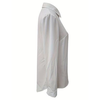 Casual Solid Color Lapel Long Sleeve Shirt