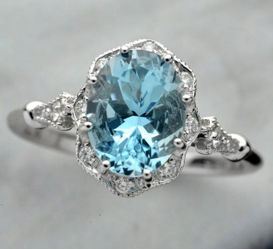 Topaz Stud ring -14k gold or 925 silver