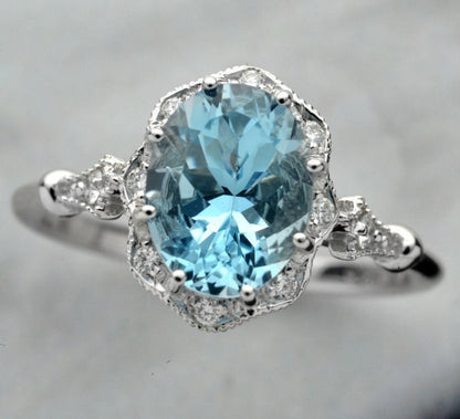 Topaz Stud ring -14k gold or 925 silver