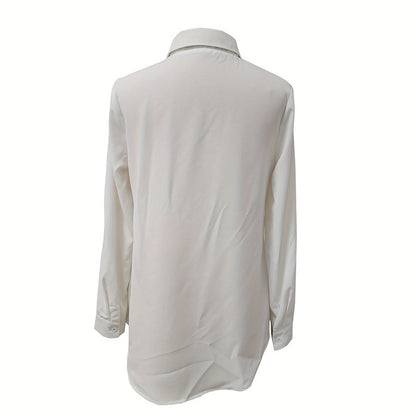 Casual Solid Color Lapel Long Sleeve Shirt