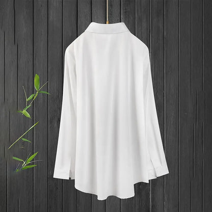 Casual Solid Color Lapel Long Sleeve Shirt