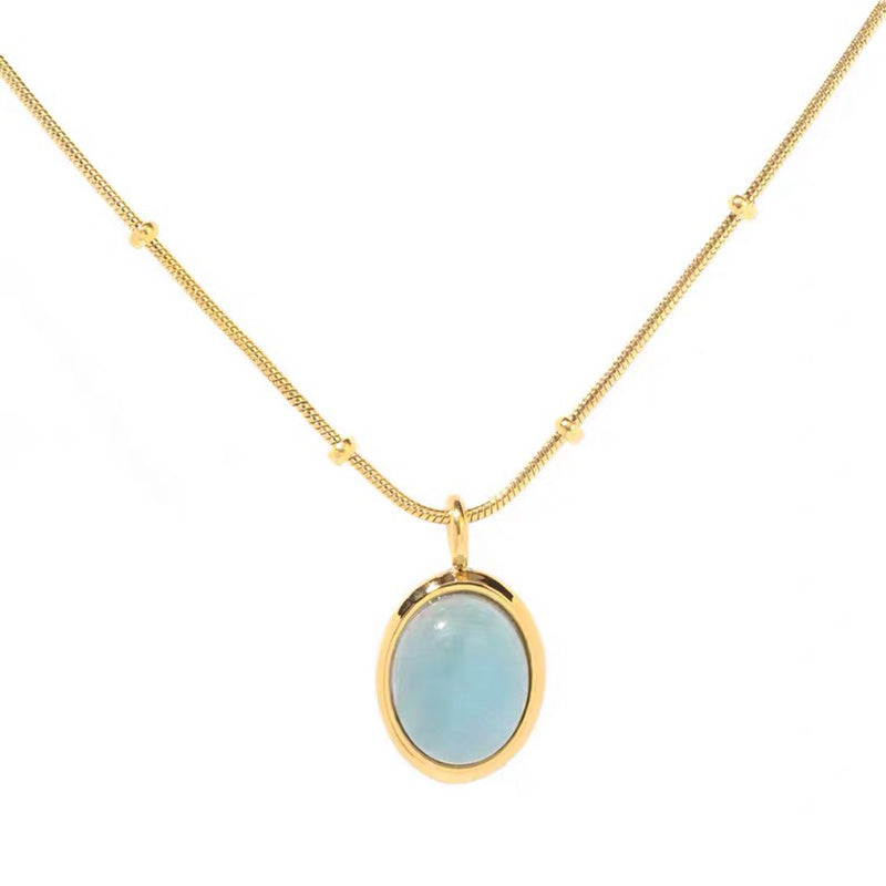 Gentle Aquamarine Necklace Retro Style Pendant