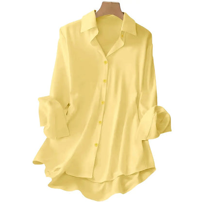 Casual Solid Color Lapel Long Sleeve Shirt