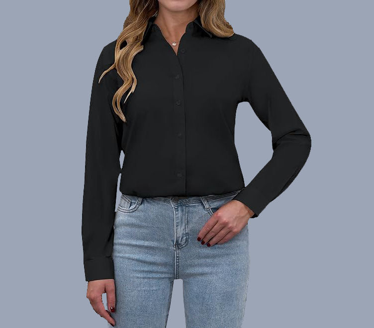 Loose Fashion Temperament Pure Color Shirt