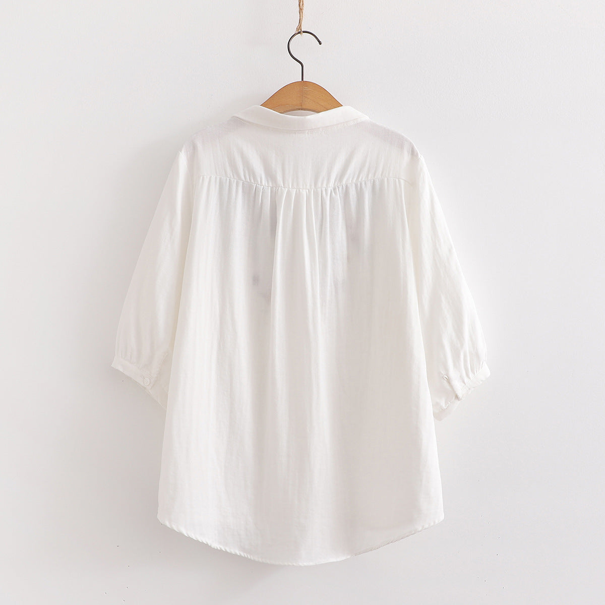 Women's Flower Embroidered Cotton Yarn Shirt Summer