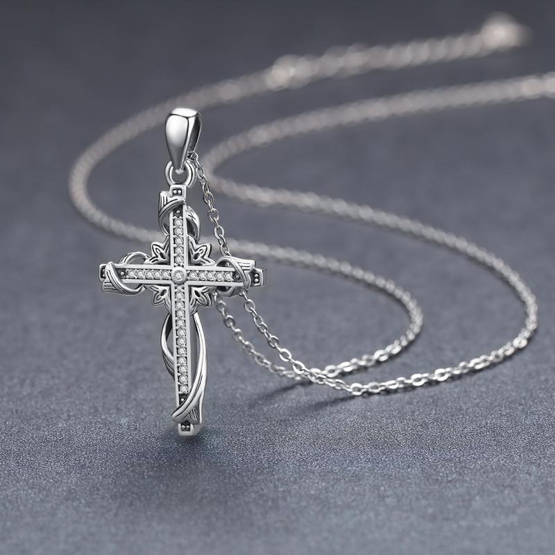 925 Sterling Silver Cross Pendant Necklace