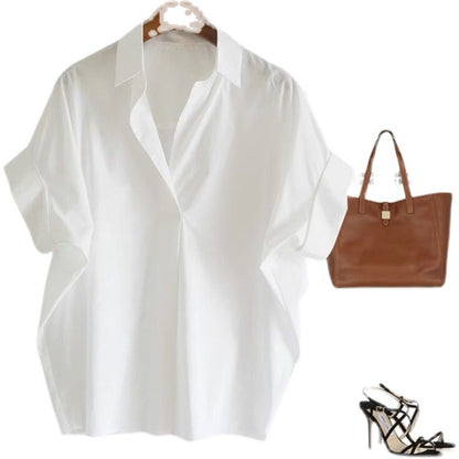 Women's Summer White Collar Shirt